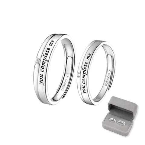 You Completed Me Silver Couple Rings Set - Circle and Luck Company