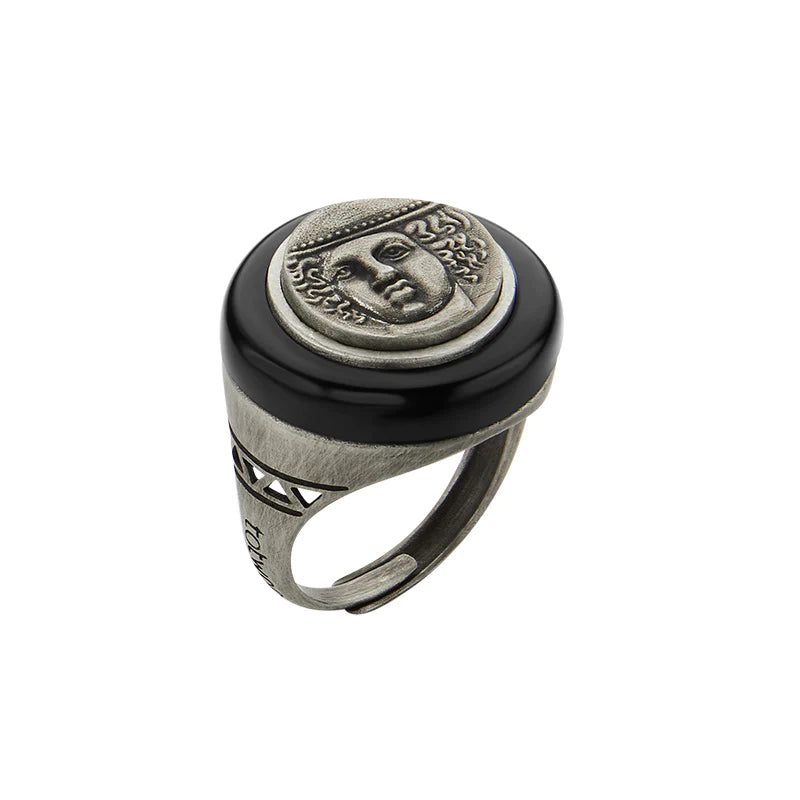 totwoo MEET Greek Coin Smart Sterling Silver Ring - Circle and Luck Company
