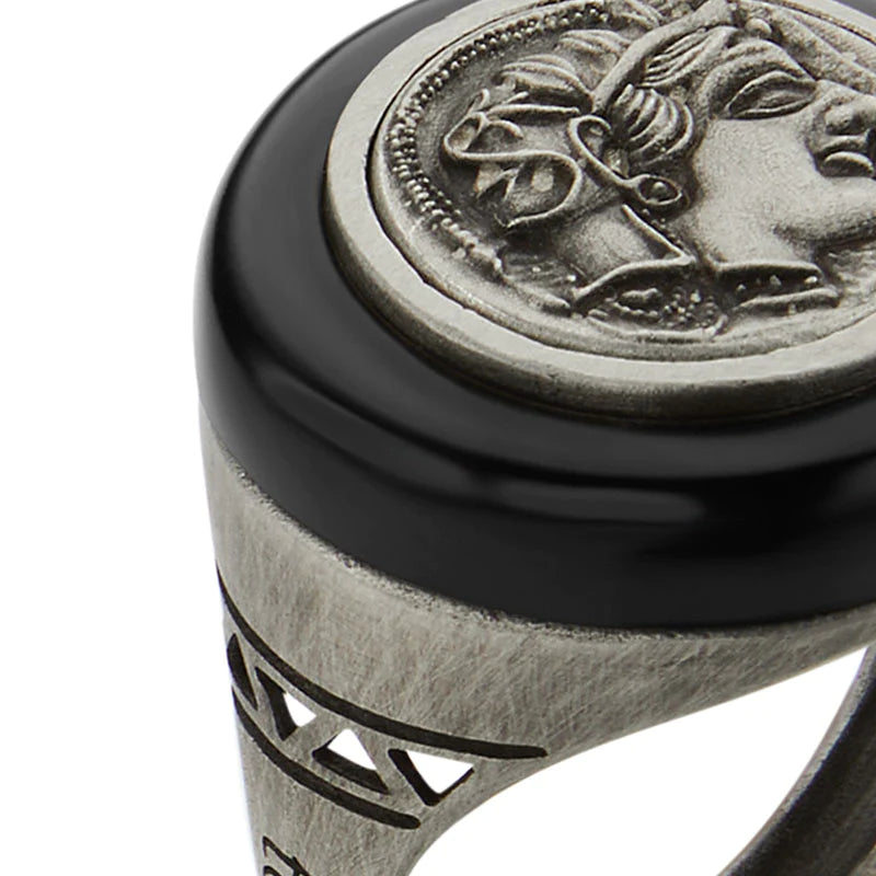 totwoo MEET Greek Coin Smart Sterling Silver Ring - Circle and Luck Company