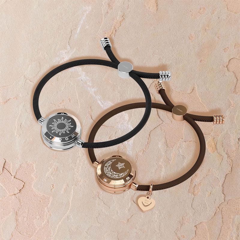 Sun&amp;moon Smart Vibration Bracelets with Milan Ropes(Black+Brown) - Circle and Luck Company