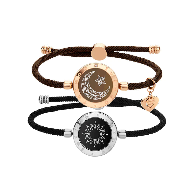 Sun&amp;moon Smart Vibration Bracelets with Milan Ropes(Black+Brown) - Circle and Luck Company