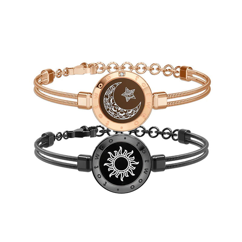Sun&amp;Moon Smart Bracelets with Snake Chain Set for Two - Circle and Luck Company