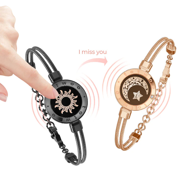Sun&amp;moon Smart Vibration Bracelets with Snake Chain(Black+Rose Gold) - Circle and Luck Company