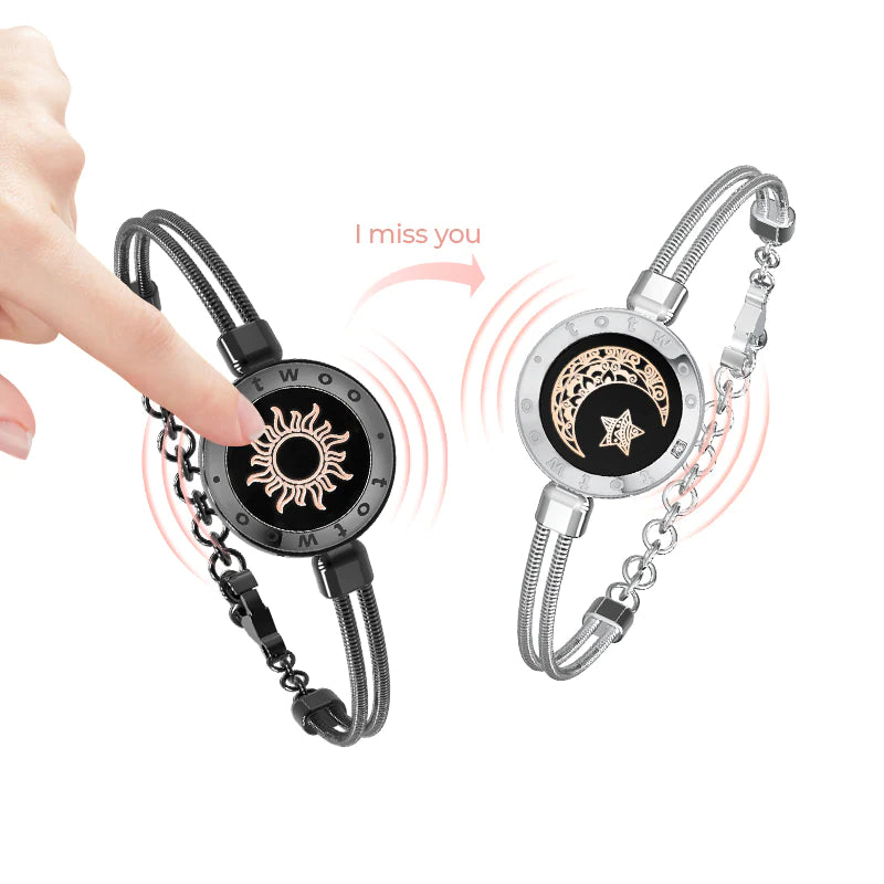Sun&amp;moon Smart Vibration Bracelets with Snake Chain(Black+Silver) - Circle and Luck Company